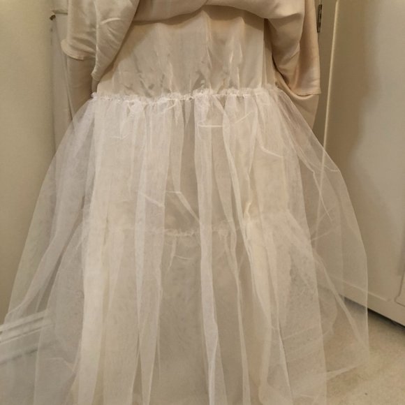 Xscape, Strapless Embellished Champagne Tulle & Satin Ball Gown, Size 10 - Picture 10 of 16